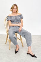 Black gingham cuffed trousers_5