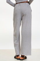 Black gingham loose fit drawstring trousers_2