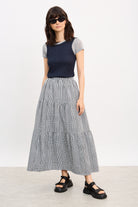 Black gingham tiered maxi skirt_4