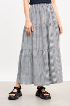 Black gingham tiered maxi skirt_1