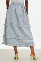 Black gingham tiered ruffle trim skirt_2