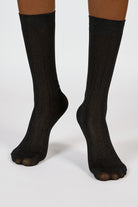 Black glitter long ribbed socks_4