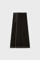 Black jersey and white contrast stitch wrap skirt_6