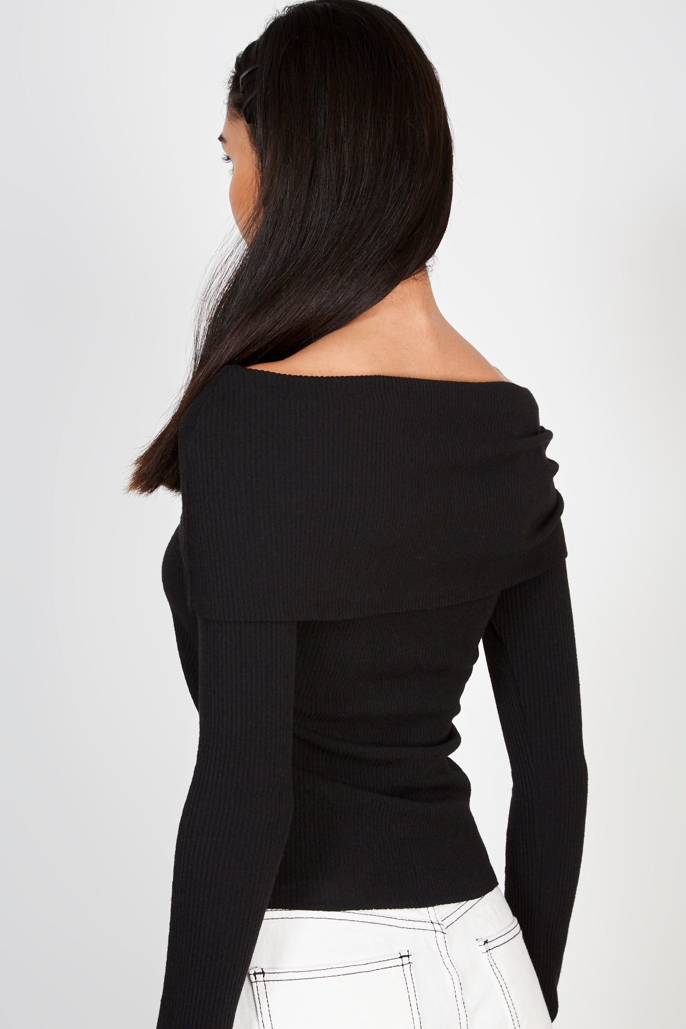 Black knit off shoulder top_3