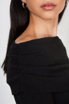 Black knit off shoulder top_5