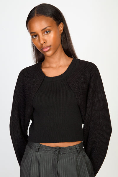 Black knit shrug | Glassworks London