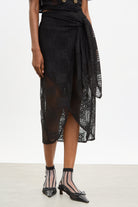 Black lace tie waist skirt_1