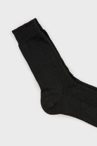 Black linen blend ribbed socks_2