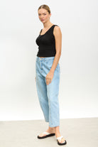 Black looped banding tank top_4