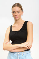 Black looped banding tank top_1