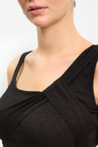 Black looped banding tank top_3