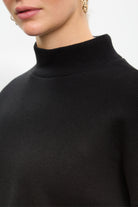 Black micro ribbed mock neck top_3
