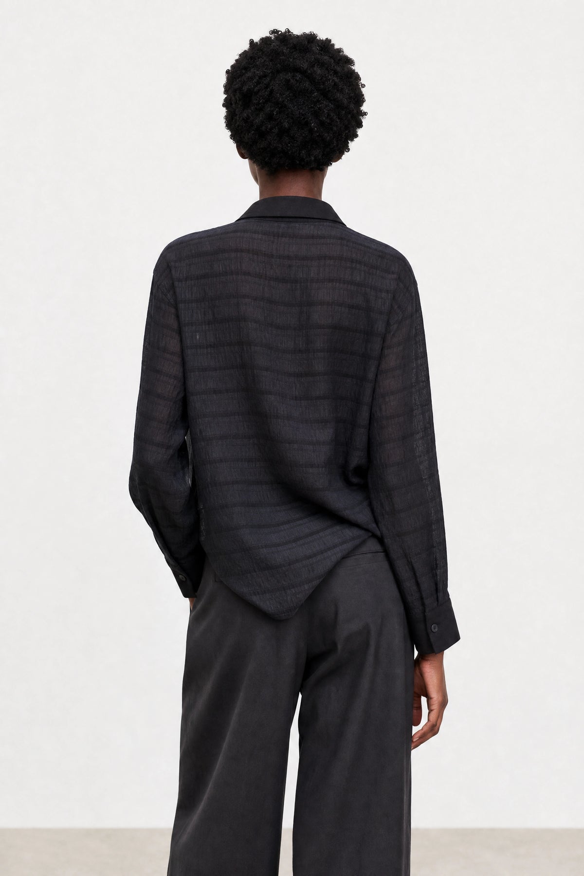 Black on black textured stripe shirt_2