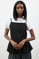 Black open back peplum top_1