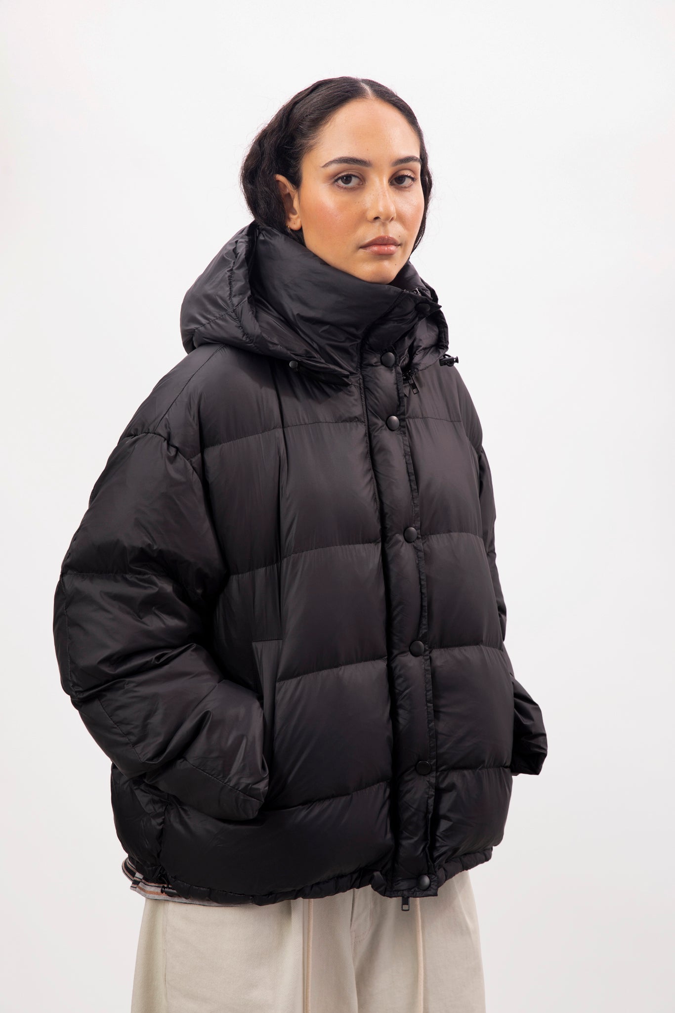 Black oversized duck down puffer jacket_2