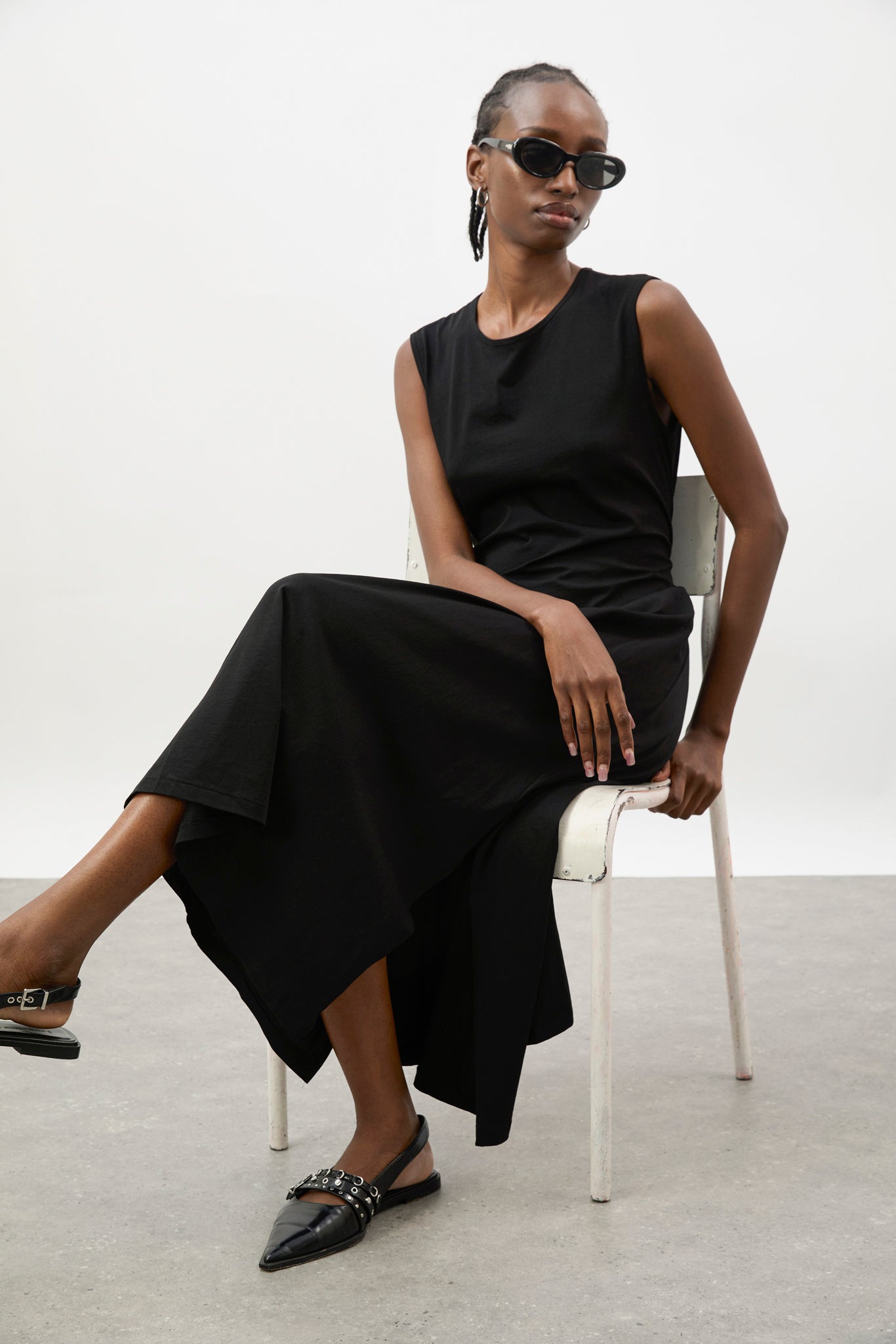 Black peek back jersey dress_5