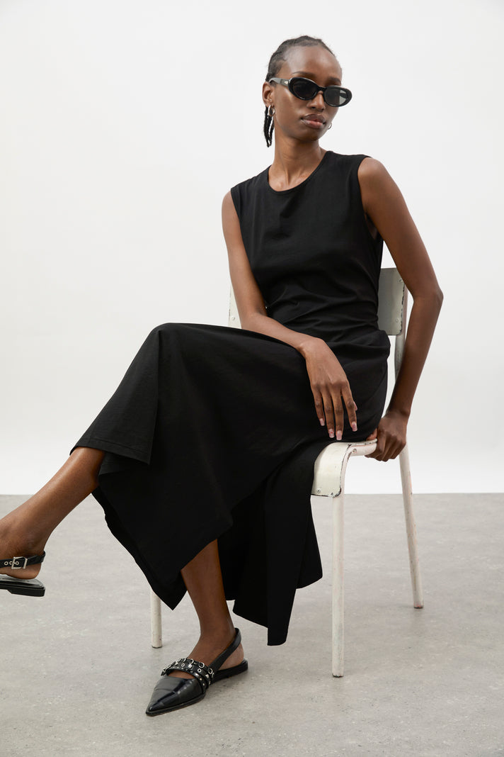 Black peek back jersey dress_5