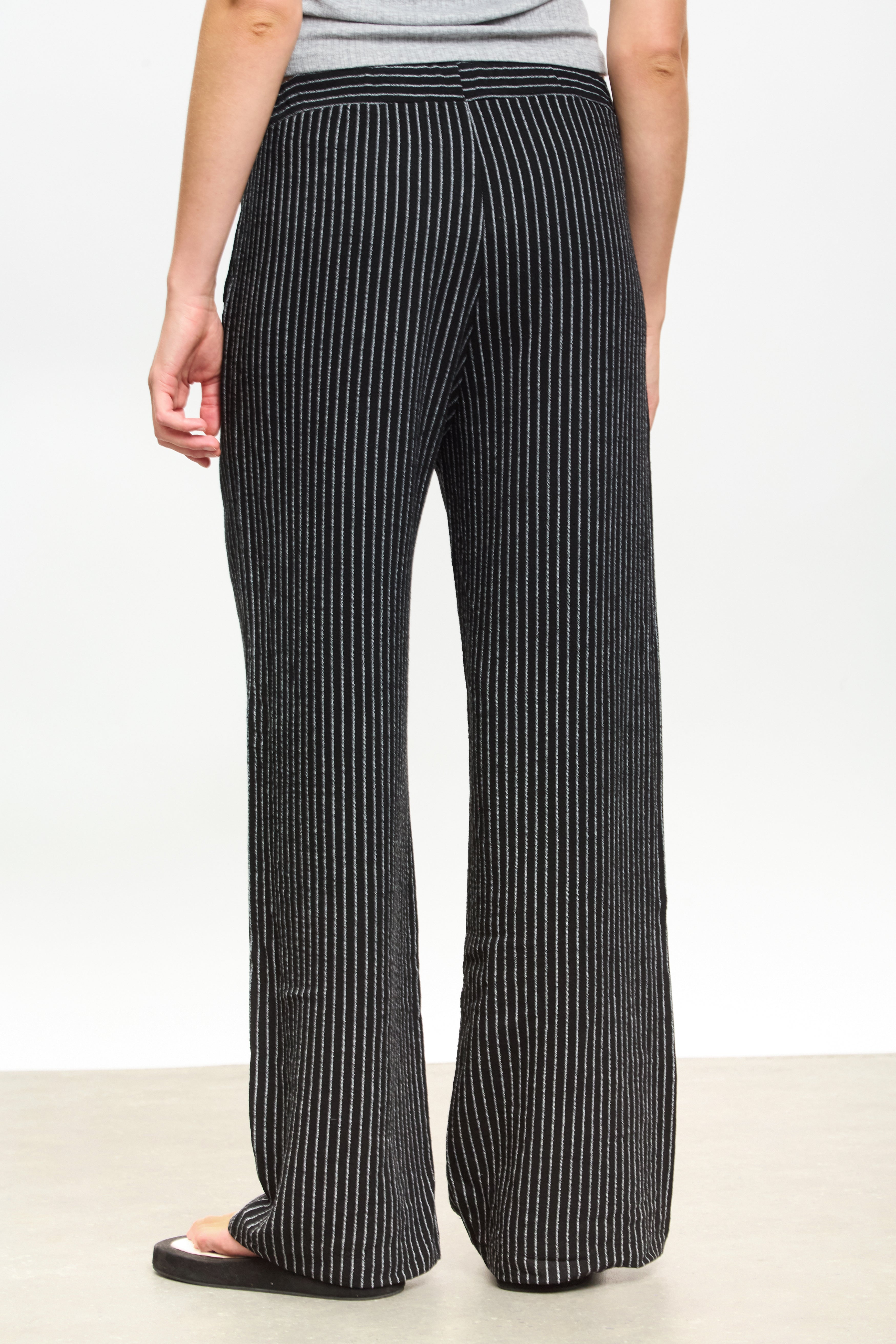 Black pinstripe rope drawstring trousers | Glassworks London