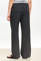 Black pinstripe rope drawstring trousers_2