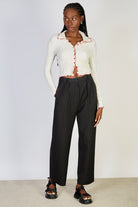 Black pinstriped smart tailored trousers_4
