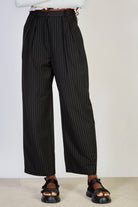 Black pinstriped smart tailored trousers_1