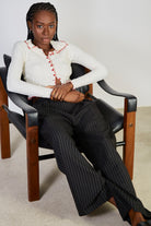 Black pinstriped smart tailored trousers_5