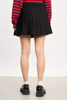 Black pleated contrast drawstring mini skirt_2