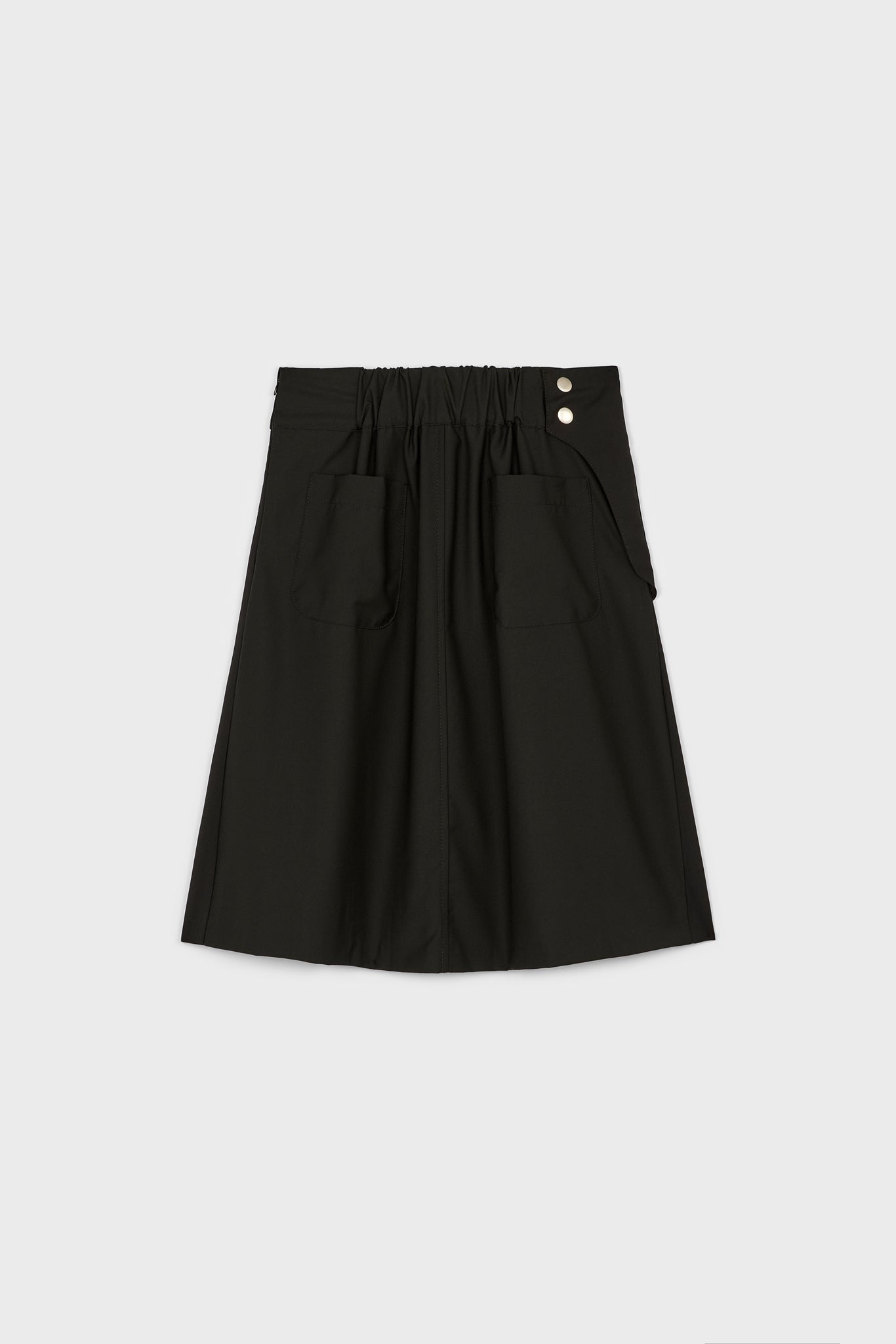 Black pocket belted pleated skirt_2