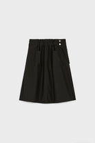 Black pocket belted pleated skirt_2