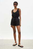 Black pure cotton dot trim shorts_4