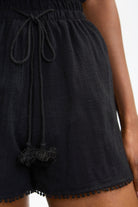 Black pure cotton dot trim shorts_3