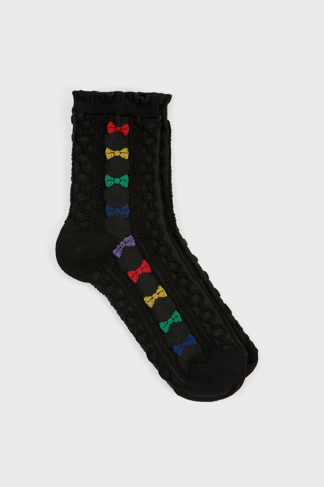Black rainbow bowtie socks_3