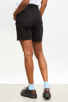 Black relaxed long denim shorts_2