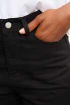 Black relaxed long denim shorts_3