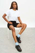 Black relaxed long denim shorts_5