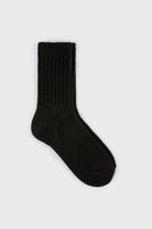 Black ribbed cashmere wool blend socks_1