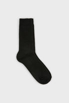 Black ribbed cashmere wool blend socks_1