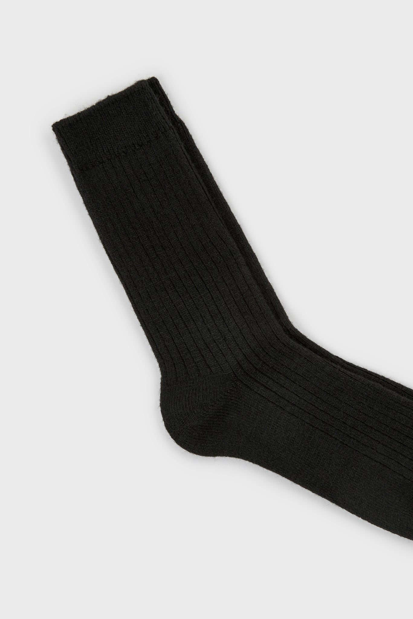 Black ribbed cashmere wool blend socks_2