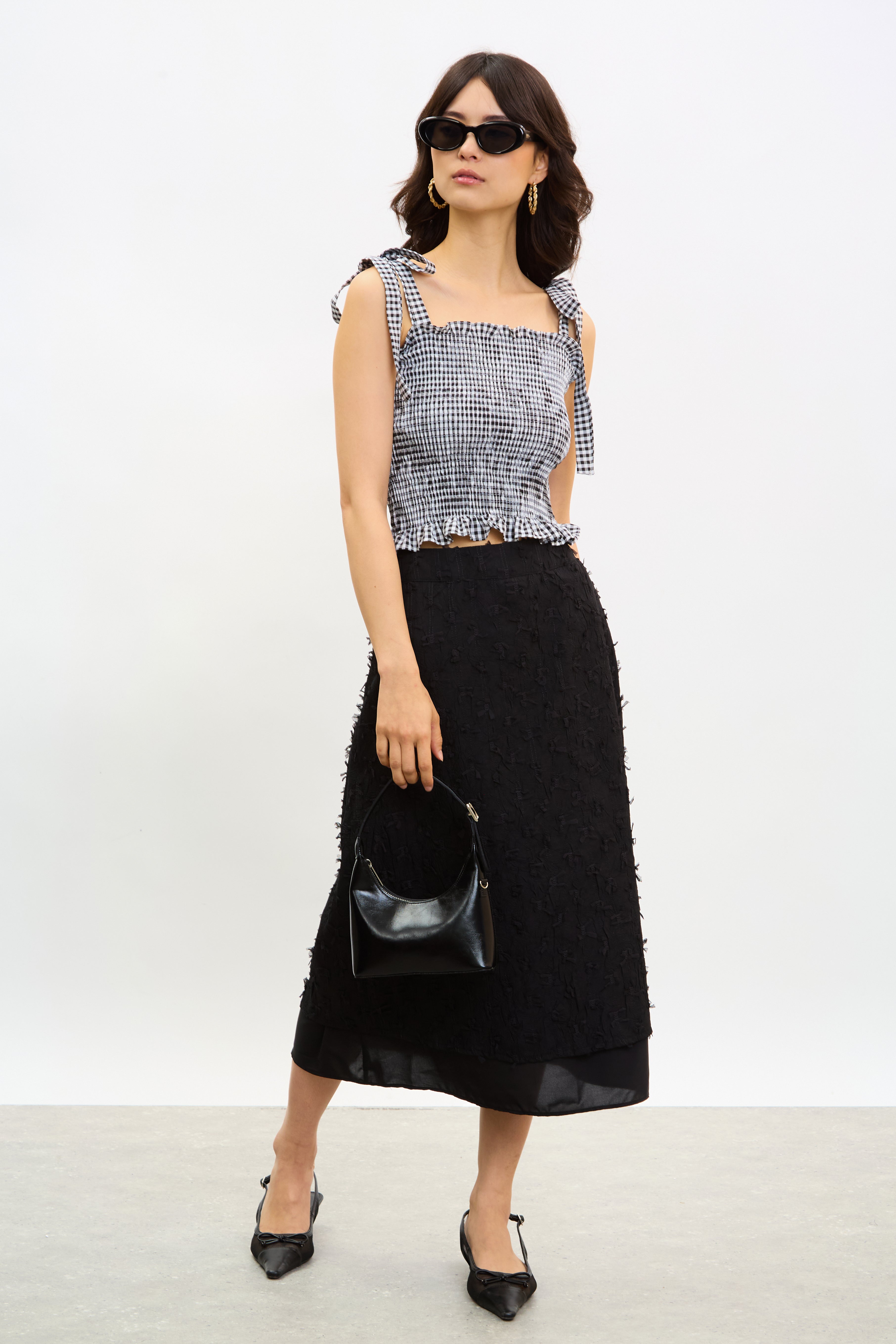 Black ribbon motif skirt_3