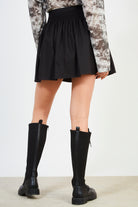 Black ruched waist mini skirt_3