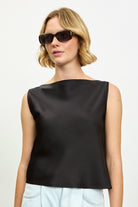 Black satin owl neck tank_1