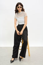 Black satin touch wide leg trousers_5