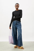 Black semi sheer jersey long sleeve top_4