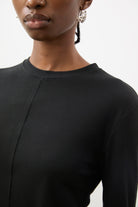 Black semi sheer jersey long sleeve top_3