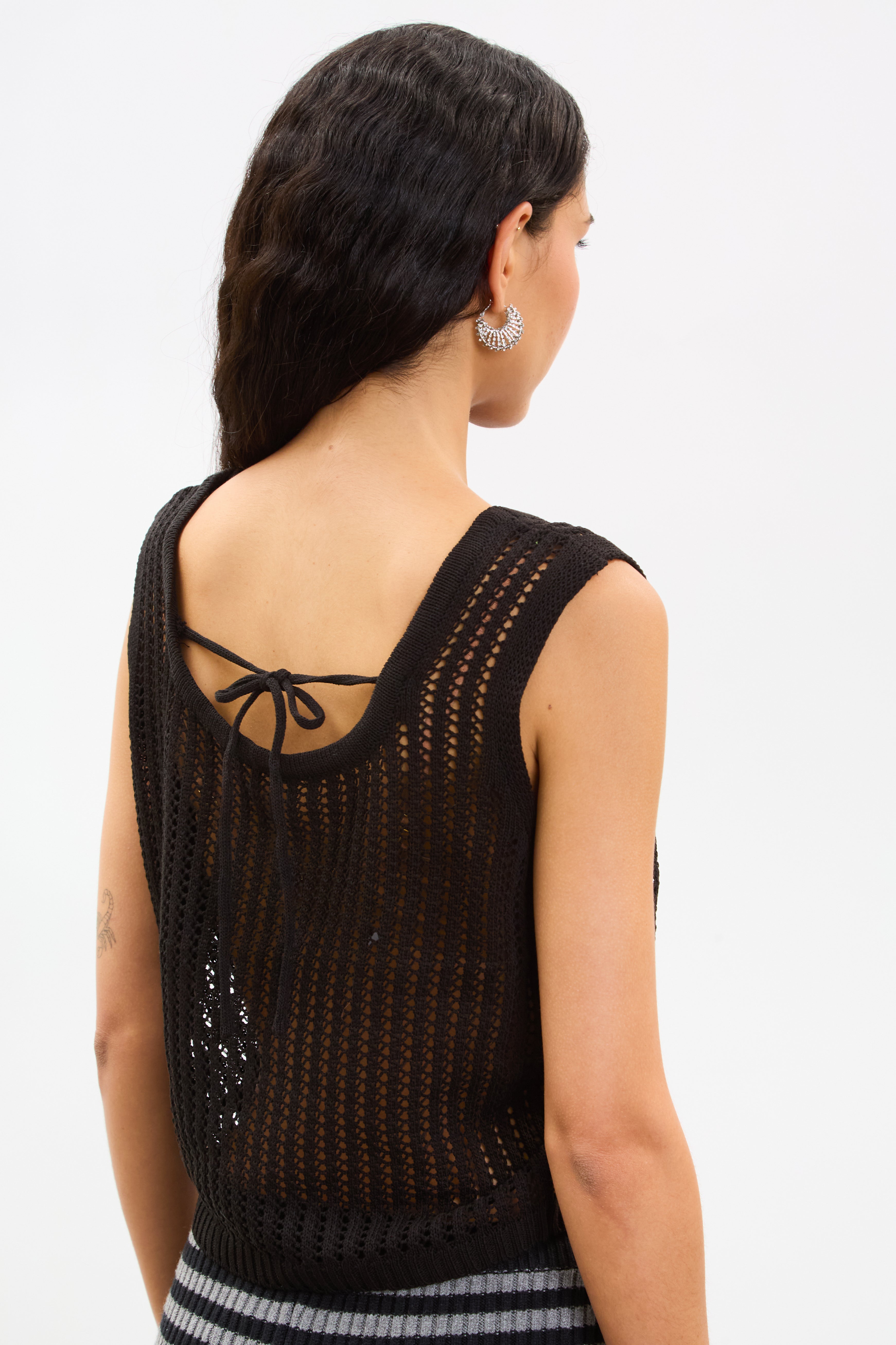 Black semi sheer tie back tank_2