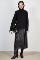 Black shaped thick rib turtleneck jumper_3