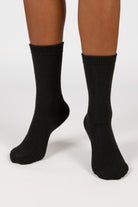 Black smooth cashmere wool blend socks_4