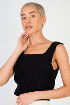Black square neck cableknit tank_1