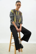 Black tie waist elasticated wide leg trousers_5