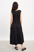 Black tiered cinch waist sleeveless dress_2